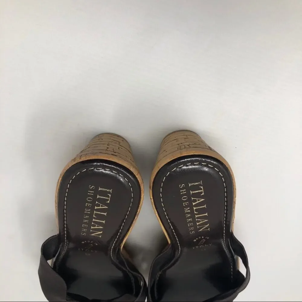 Brown Italian shoemaker wedges size 9